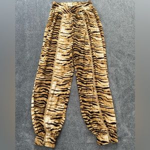 FashionNova Quick-Zip Satin Joggers Tiger Print Women’s Small